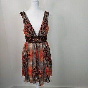 BCBGMaxAzria Mini V-neck Sleeveless Chiffon Dress